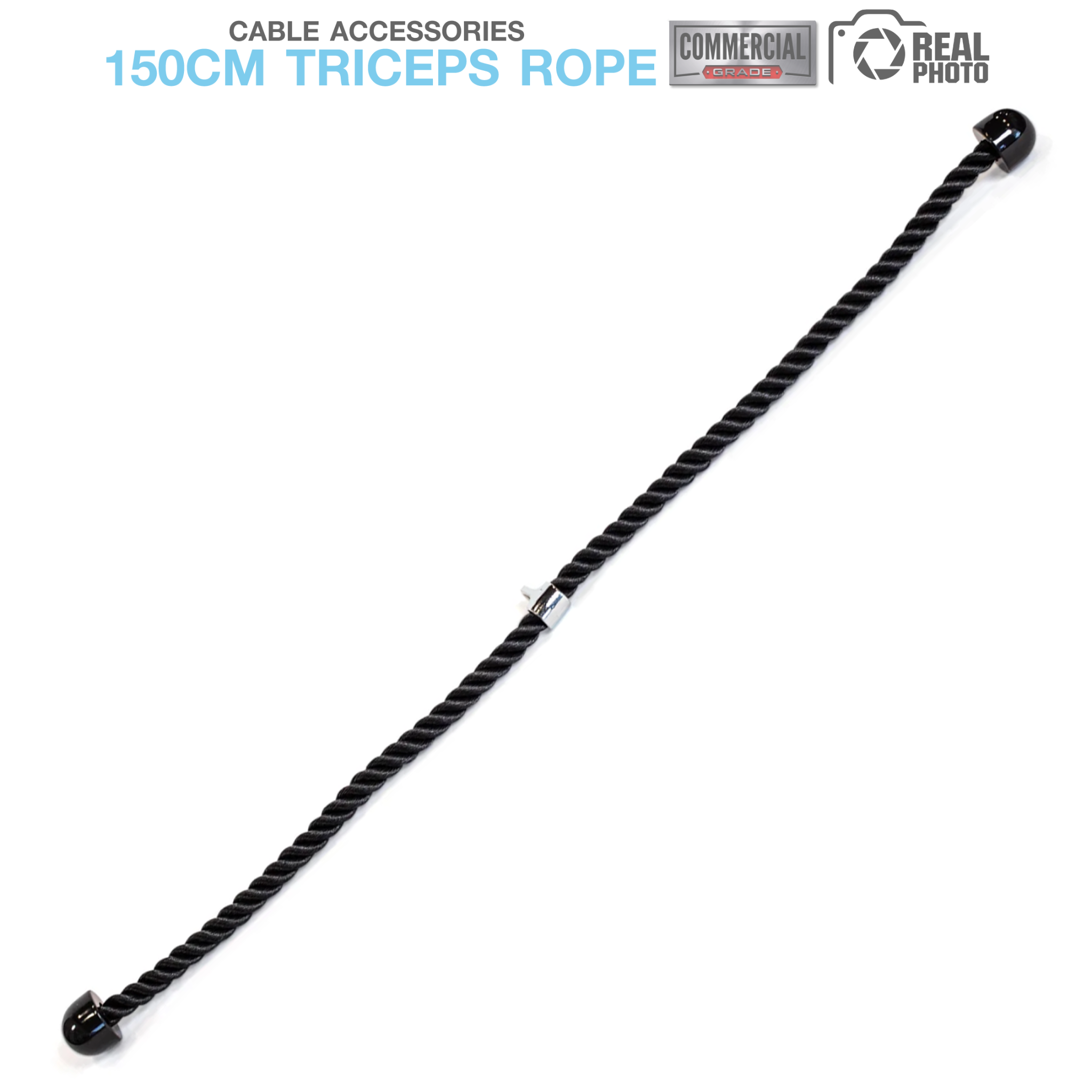 Triceps Rope เชือกเล่นหลังแขน ขนาด 150cm  (สีดำ) - 2