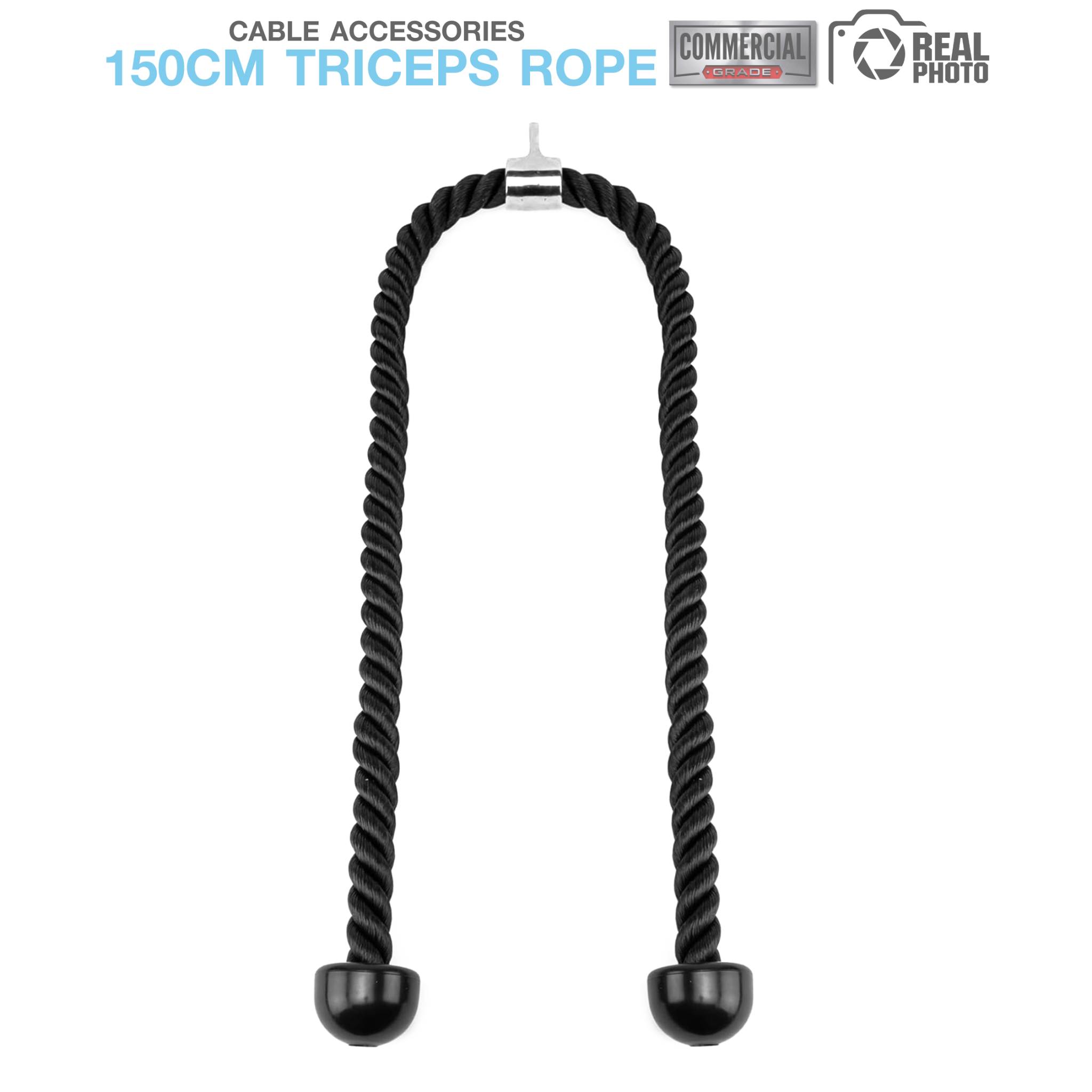 Triceps Rope เชือกเล่นหลังแขน ขนาด 150cm  (สีดำ) - 3