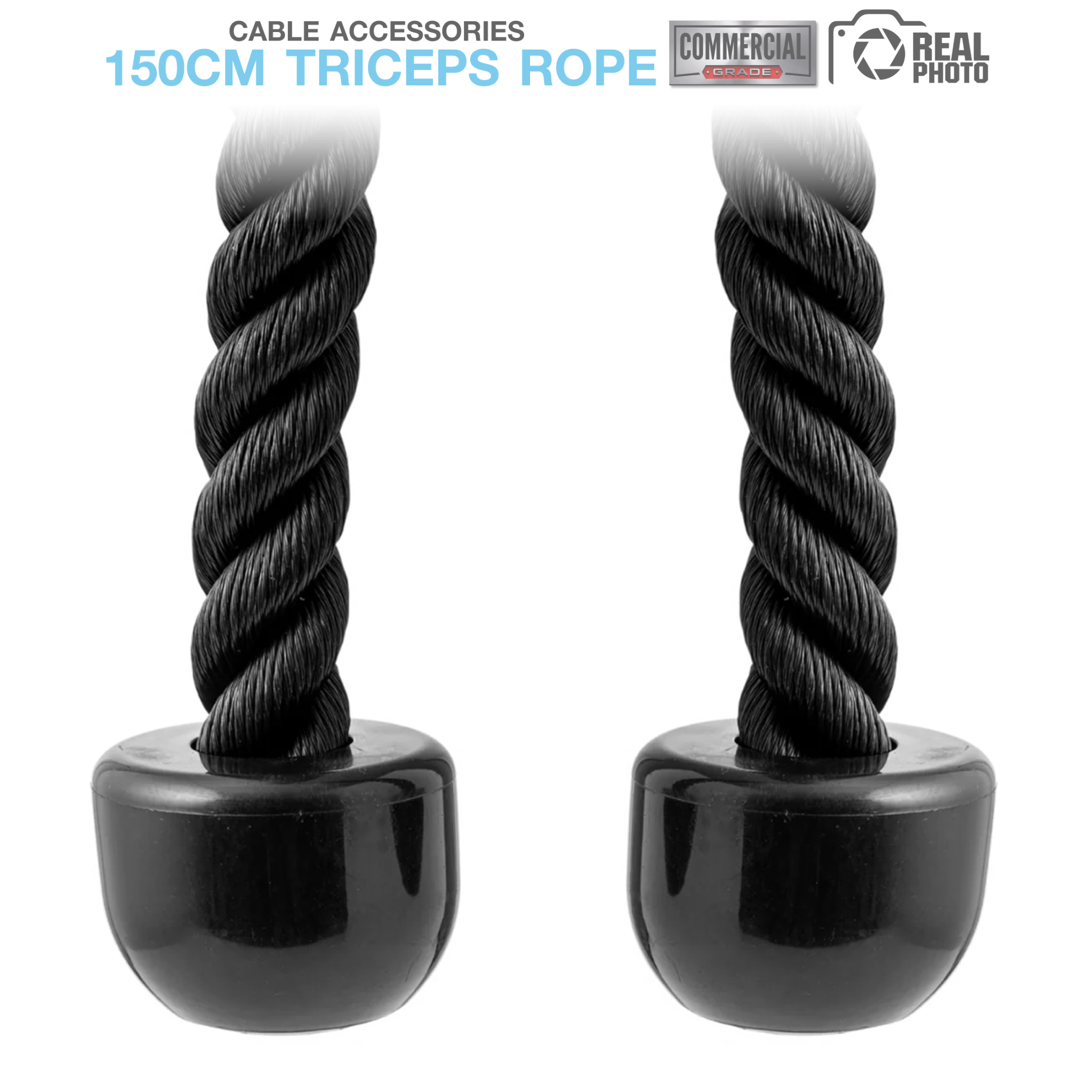 Triceps Rope เชือกเล่นหลังแขน ขนาด 150cm  (สีดำ) - 4