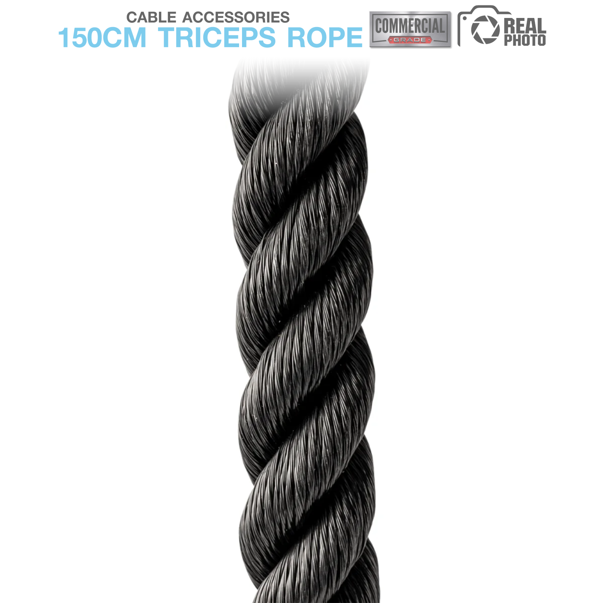 Triceps Rope เชือกเล่นหลังแขน ขนาด 150cm  (สีดำ) - 5