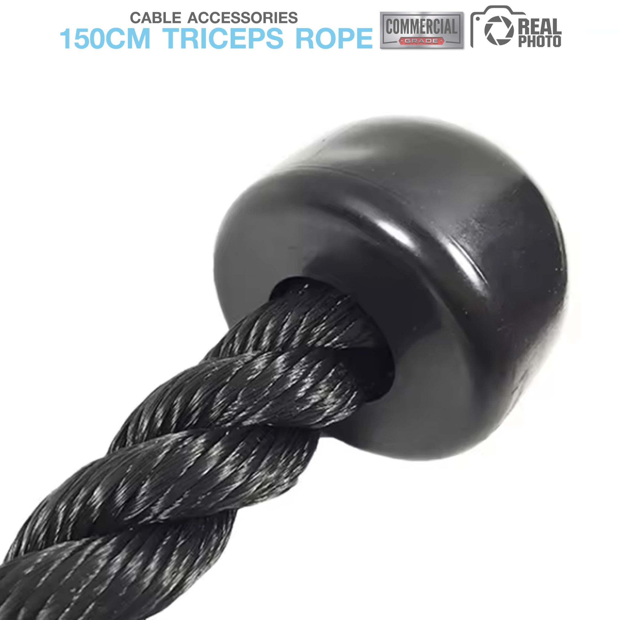 Triceps Rope เชือกเล่นหลังแขน ขนาด 150cm  (สีดำ) - 6