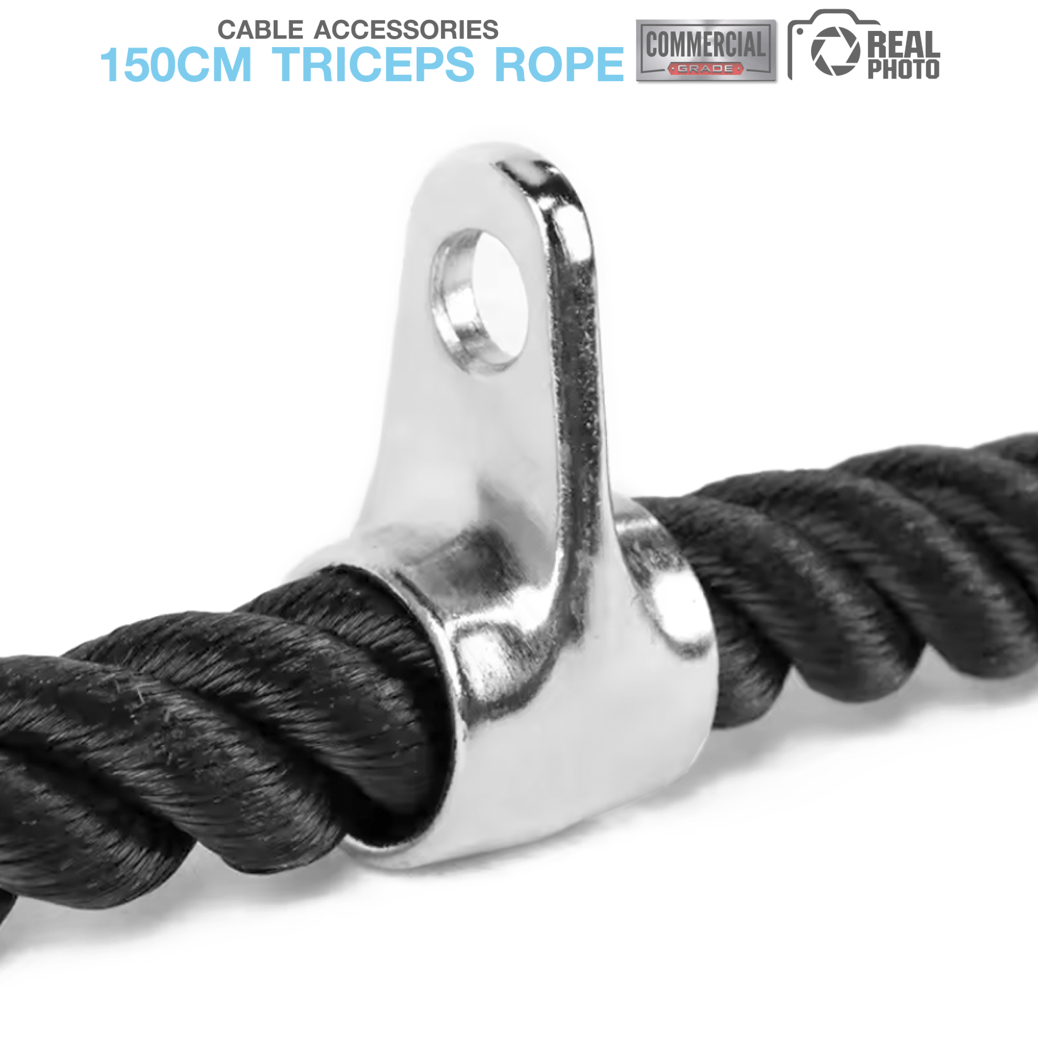 Triceps Rope เชือกเล่นหลังแขน ขนาด 150cm  (สีดำ) - 7