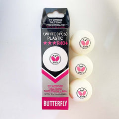 Butterfly ลูกปิงปอง ลูกเทเบิลเทนนิสพลาสติก Butterfly R40+ 3ดาว บรรจุ 3 ลูก สีขาว รุ่นแข่งขัน - 1