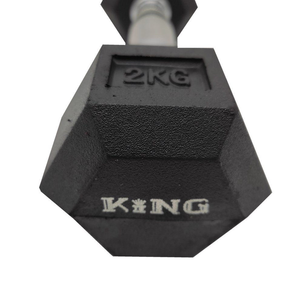 KING ดัมเบลหกเหลี่ยม ด้ามโครเมี่ยม หัวยาง AB6047 น้ำหนัก 2 กก. (อัน) - 2