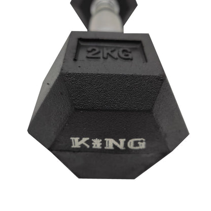 KING ดัมเบลหกเหลี่ยม ด้ามโครเมี่ยม หัวยาง AB6047 น้ำหนัก 2 กก. (อัน) - 2