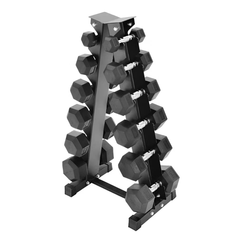 Altrom Injection Altrom Sport ดัมเบลเหล็กหกเหลี่ยม ชั้นวางทรงเอ 105kg Hex Rubber ...