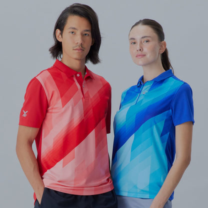 FBT เสื้อโปโล พิมพ์ลาย น้ำเงิน-ขาว (UNISEX) A2C423