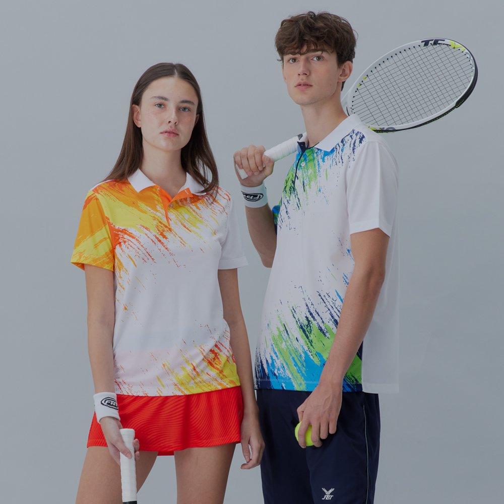 FBT เสื้อโปโล พิมพ์ลาย ขาว-ส้ม (UNISEX) A2C421 - Supersports Thailand Supersports Thailand