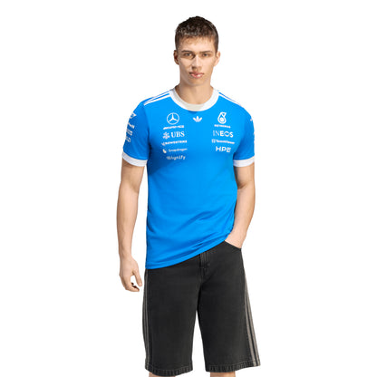 ADIDAS เสื้อแข่งรถผู้ชายทีม Mercedes - AMG Petronas Formula 1 Team Blue Wonder