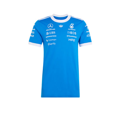 ADIDAS เสื้อแข่งรถผู้ชายทีม Mercedes - AMG Petronas Formula 1 Team Blue Wonder
