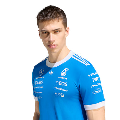 ADIDAS เสื้อแข่งรถผู้ชายทีม Mercedes - AMG Petronas Formula 1 Team Blue Wonder