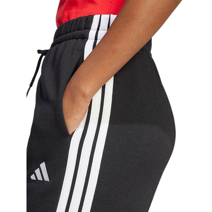ADIDAS Essentials 3-Stripes Open-Hem Fleece กางเกงลำลองขายาวผู้หญิง