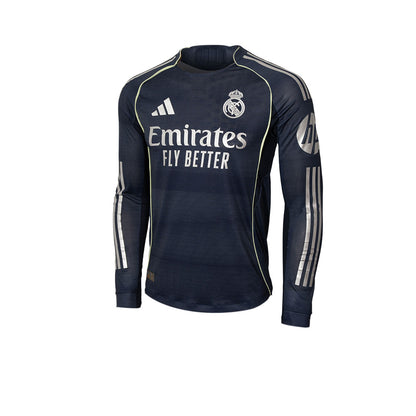 ADIDAS เสื้อแข่งผู้ชายแขนยาวทีมเรอัล มาดริด ชุดเยือน เกรด Authentic ฤดูกาล 2025/26