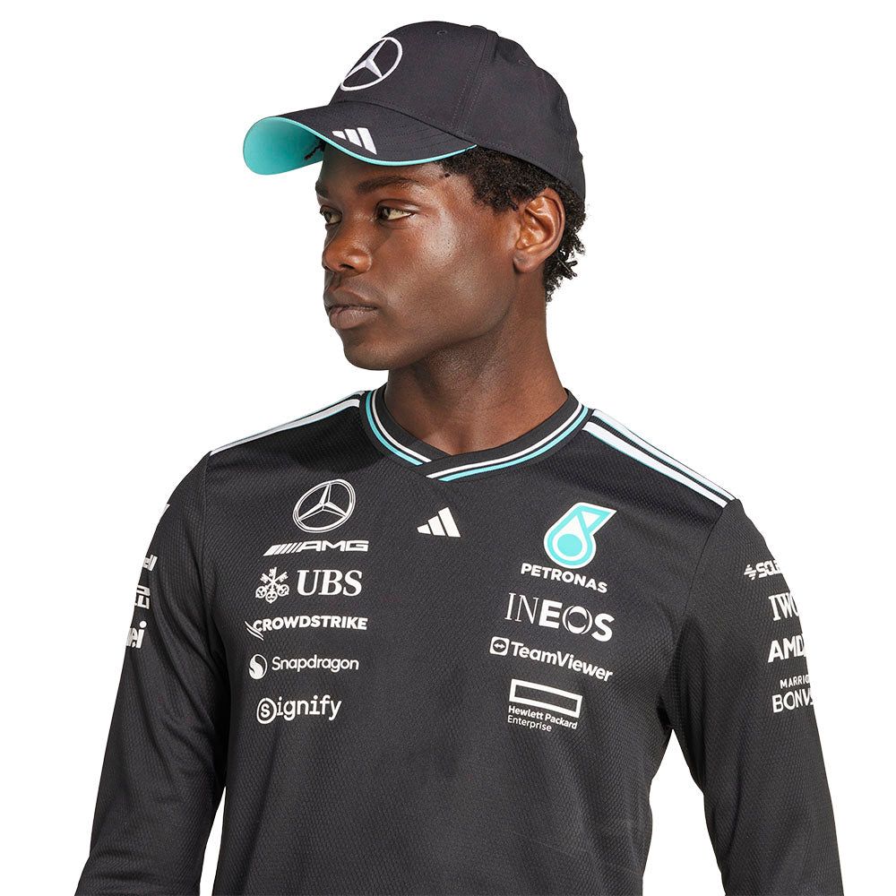 ADIDAS เสื้อแข่งรถแขนยาวผู้ชายทีม Mercedes - AMG Petronas Formula One เกรด Authentic