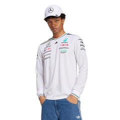 ADIDAS เสื้อแข่งรถแขนยาวผู้ชายทีม Mercedes - AMG Petronas Formula One เกรด Authentic