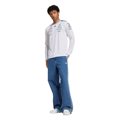ADIDAS เสื้อแข่งรถแขนยาวผู้ชายทีม Mercedes - AMG Petronas Formula One เกรด Authentic