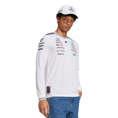 ADIDAS เสื้อแข่งรถแขนยาวผู้ชายทีม Mercedes - AMG Petronas Formula One เกรด Authentic