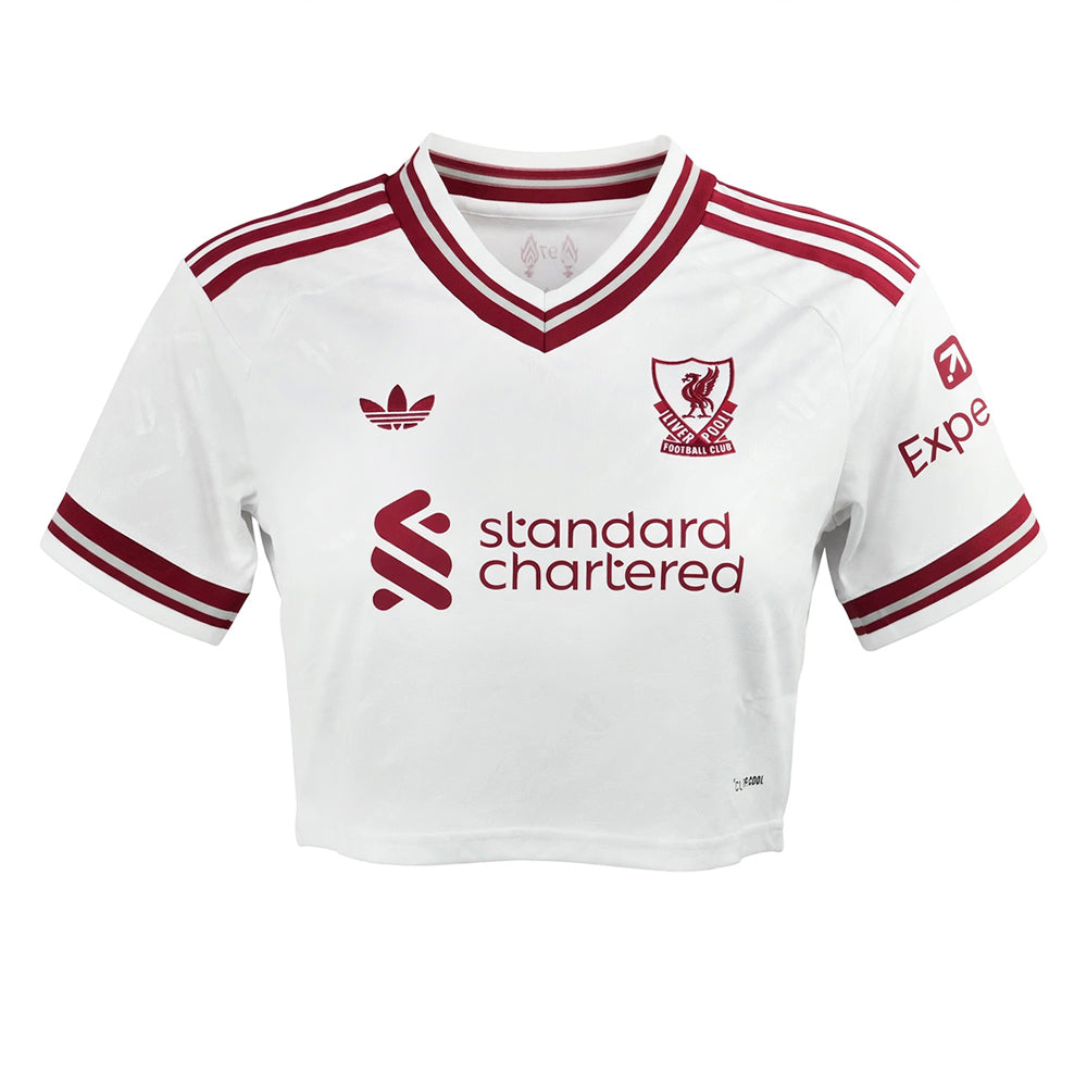 ADIDAS เสื้อแข่งผู้หญิงทรงครอปทีมลิเวอร์พูล ชุดเยือน ฤดูกาล 2026/27 Supersports Thailand