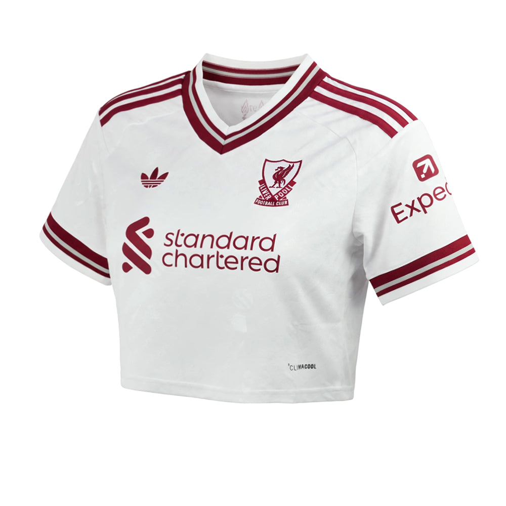 ADIDAS เสื้อแข่งผู้หญิงทรงครอปทีมลิเวอร์พูล ชุดเยือน ฤดูกาล 2026/27 Supersports Thailand