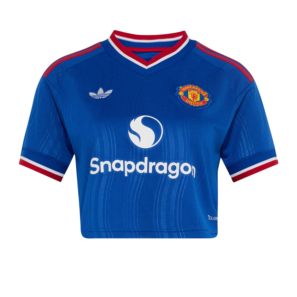 ADIDAS เสื้อแข่งผู้หญิงทรงครอปทีมแมนเชสเตอร์ ยูไนเต็ด ชุดเยือน ฤดูกาล 2026/27 Supersports Thailand