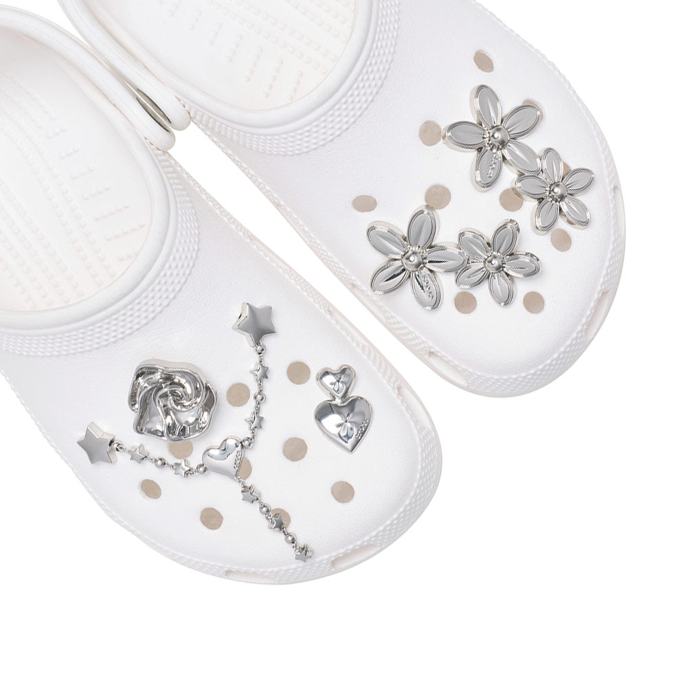 CROCS Jibbitz Silver Meta Floral 5-Pack Shoes Charm - Supersports Thailand