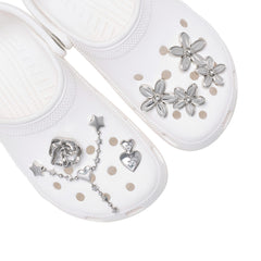 CROCS Jibbitz Silver Meta Floral 5-Pack Shoes Charm - Supersports Thailand