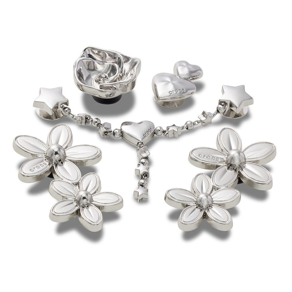 CROCS Jibbitz Silver Meta Floral 5-Pack Shoes Charm - Supersports Thailand