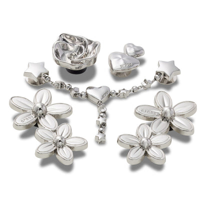CROCS Jibbitz Silver Meta Floral 5-Pack Shoes Charm - Supersports Thailand