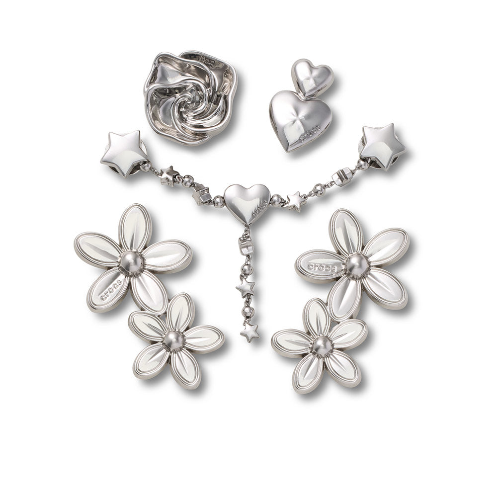 CROCS Jibbitz Silver Meta Floral 5-Pack Shoes Charm - Supersports Thailand