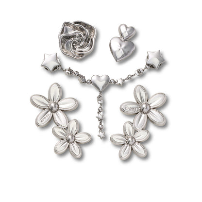 CROCS Jibbitz Silver Meta Floral 5-Pack Shoes Charm - Supersports Thailand