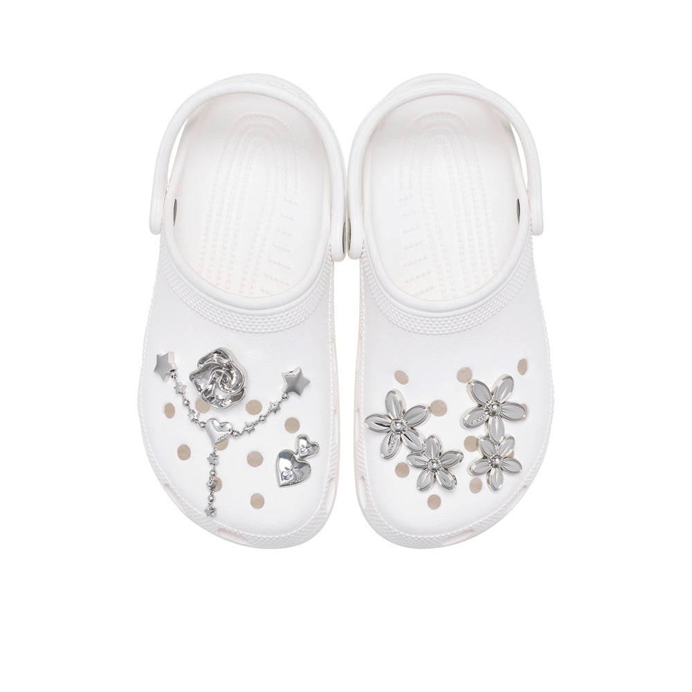 CROCS Jibbitz Silver Meta Floral 5-Pack Shoes Charm - Supersports Thailand
