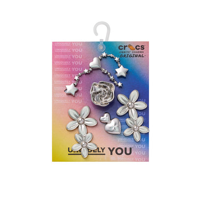 CROCS Jibbitz Silver Meta Floral 5-Pack Shoes Charm - Supersports Thailand