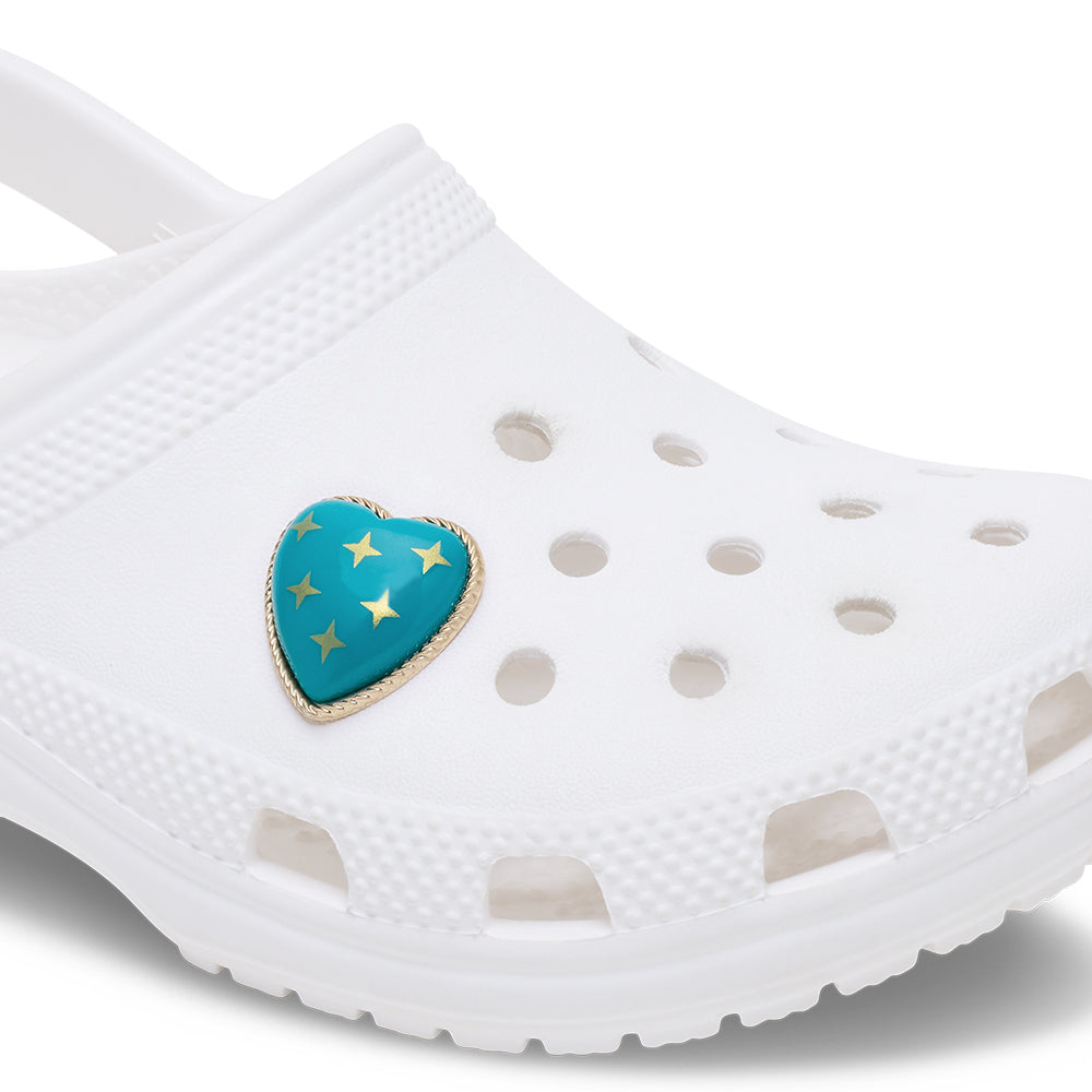 CROCS Jibbitz Turquoise and Gold Heart Shoes Charm - Supersports Thailand Supersports Thailand