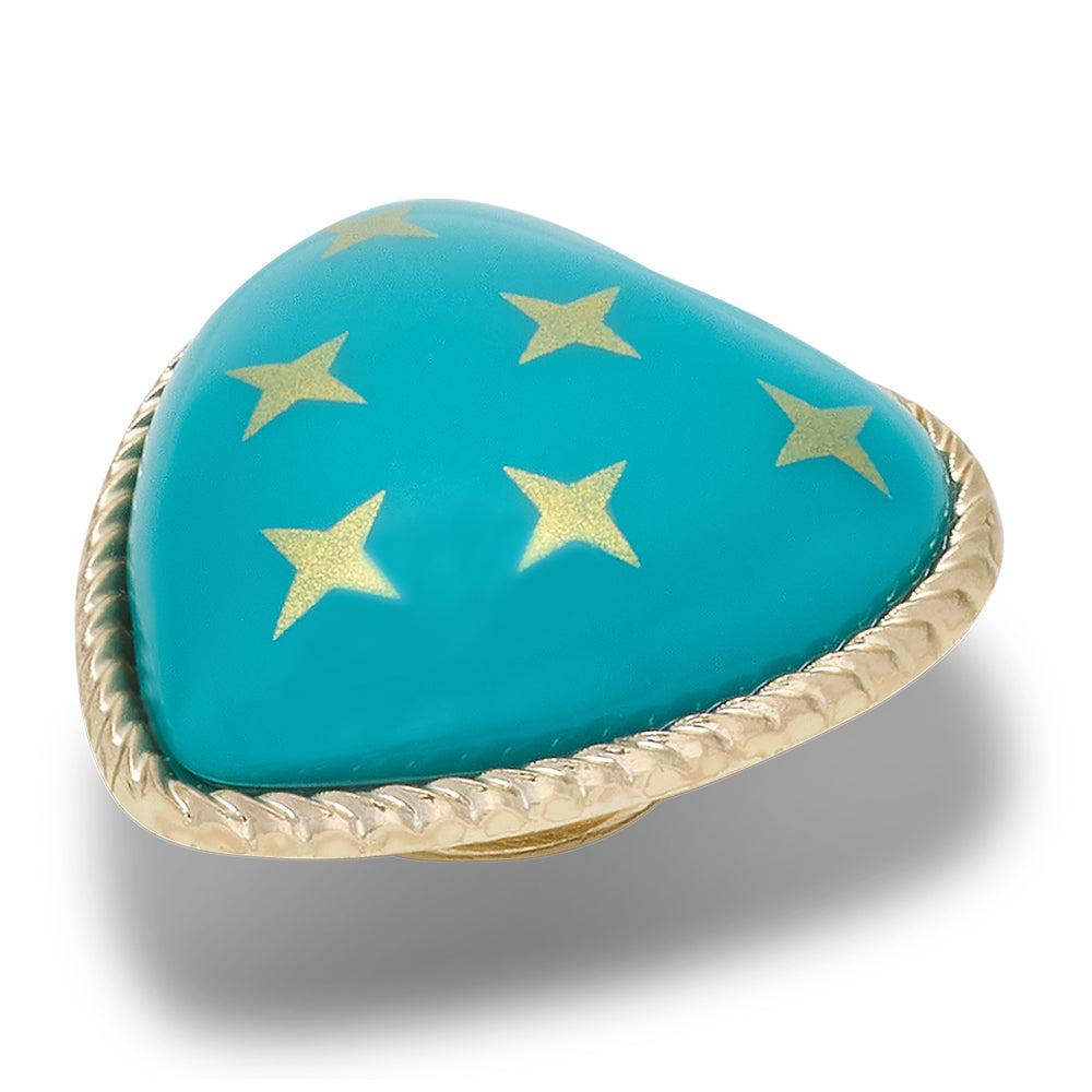 CROCS Jibbitz Turquoise and Gold Heart Shoes Charm - Supersports Thailand Supersports Thailand