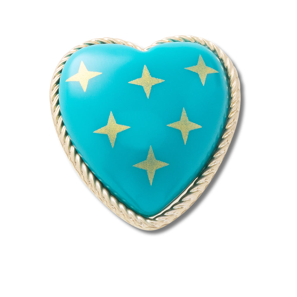 CROCS Jibbitz Turquoise and Gold Heart Shoes Charm - Supersports Thailand