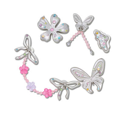 CROCS Jibbitz Silver Meta Gem Fantasy 5 Pack Shoes Charm