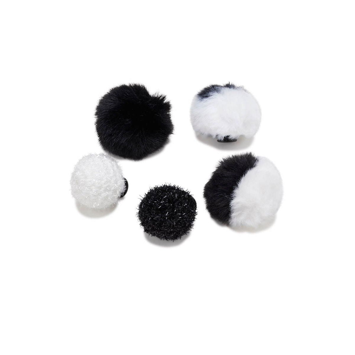 CROCS Jibbitz Black and White Puff 5-Pack Shoes Charm - Supersports Thailand Supersports Thailand