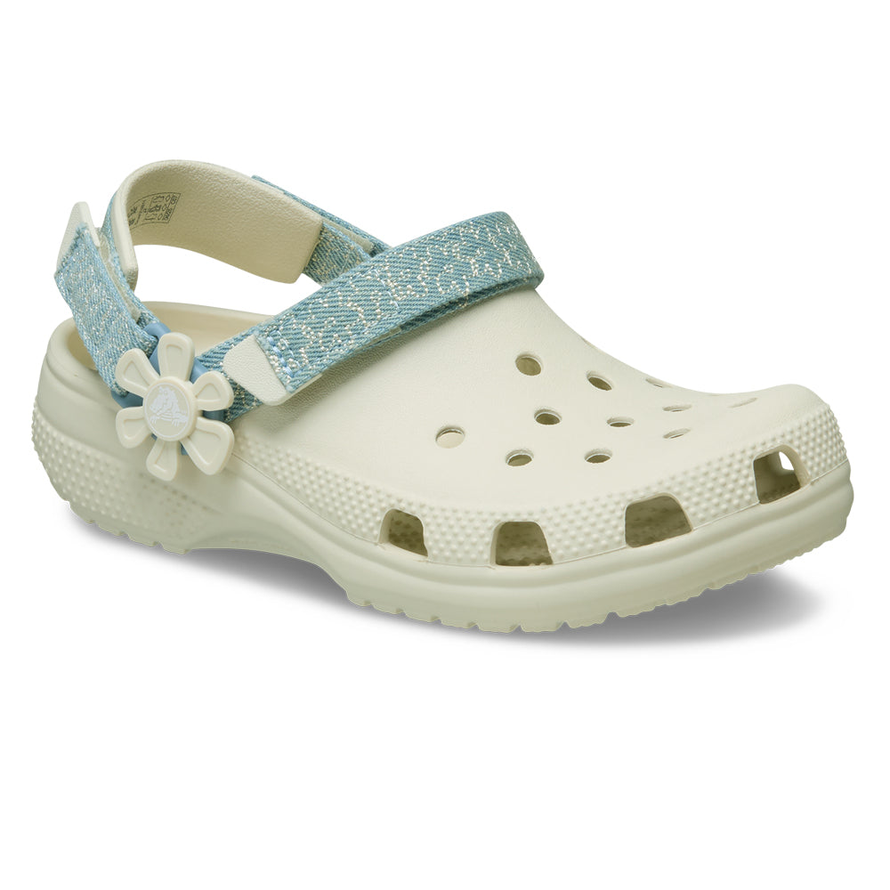 CROCS Classic Denim Flower Adjustable Backstrap Kids Lifestyle Shoes - Supersports Thailand