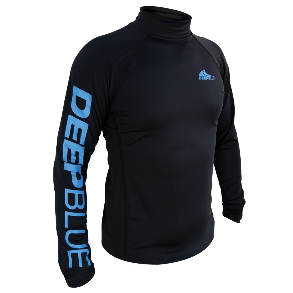 Deep Blue Icon Rash Guard Black - Blue Logo - 1