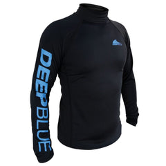 Deep Blue Icon Rash Guard Black - Blue Logo - 1