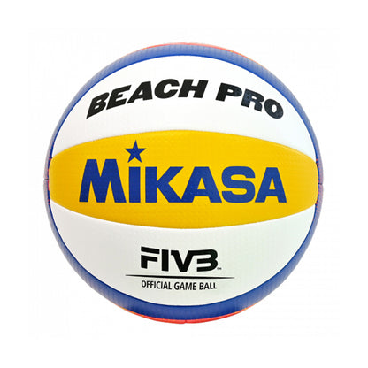MIKASA วอลเลย์บอลชายหาด BV550C หนัง PU เย็บ เบอร์ 5 สีน้ำเงิน/ขาว/เหลือง FIVB Approved - 1