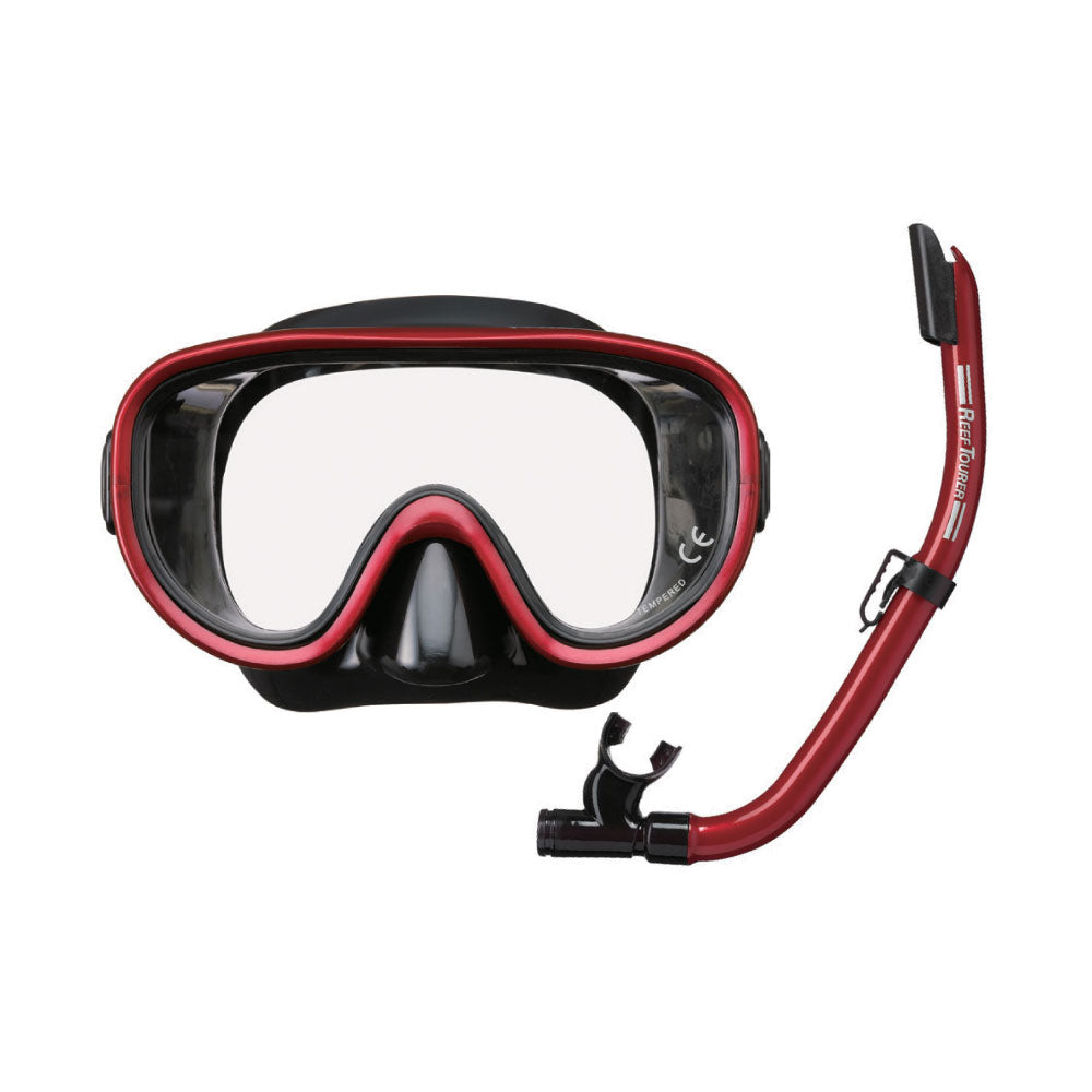 REEF TOURER หน้ากากดำน้ำชุด รุ่น RC9104 สีดำ/แดง - 1