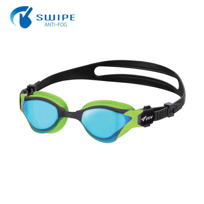 VIEW แว่นตาว่ายน้ำ ไตรกีฬา/Open Water V2000ASAM เลนส์ฉาบปรอท สีฟ้าปรอทฟ้า World Aquatics Approved - 1