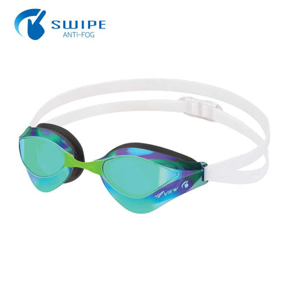 VIEW แว่นตาว่ายน้ำ แข่งขัน V230ASAMC เลนส์ฉาบปรอท สีเขียวปรอทเขียว FINA Approved - 1