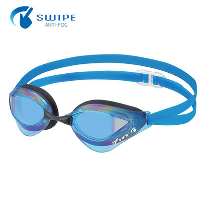 VIEW แว่นตาว่ายน้ำ แข่งขัน V230ASAMC เลนส์ฉาบปรอท สีควันบุหรี่ปรอทน้ำเงิน FINA Approved - 1