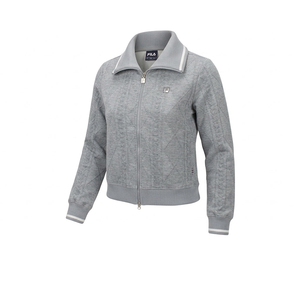 FILA Collared Knitted เสื้อแจ็คเก็ตออกกำลังกายผู้หญิง Supersports Thailand