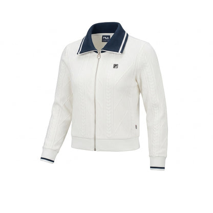 FILA Collared Knitted เสื้อแจ็คเก็ตออกกำลังกายผู้หญิง