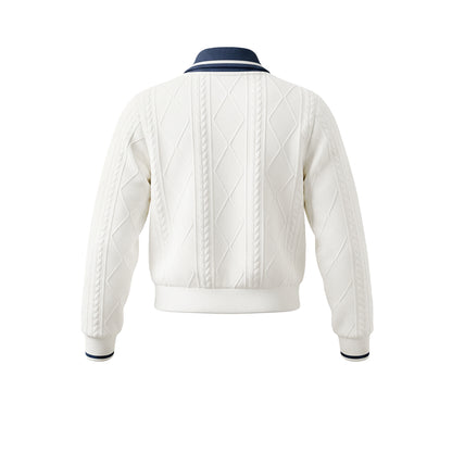 FILA Collared Knitted เสื้อแจ็คเก็ตออกกำลังกายผู้หญิง