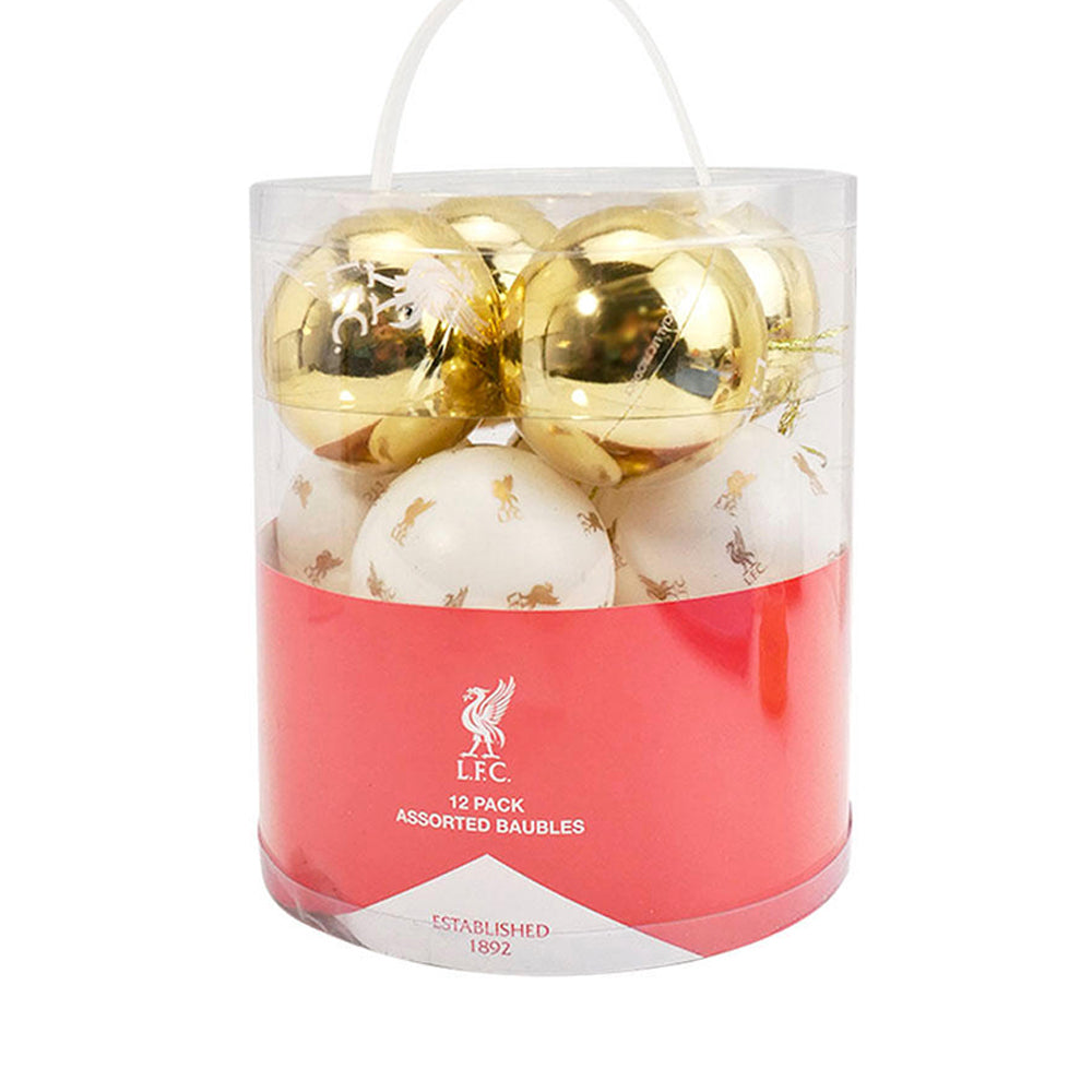 LIVERPOOL FOOTBALL CLUB 12 Pack Baubles Christmas Decoration
