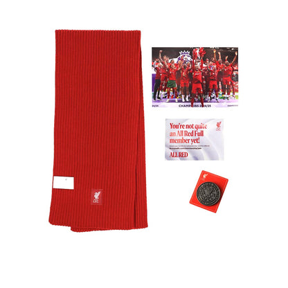 LFC Red Full Scarf & Pin Badge Membership Set